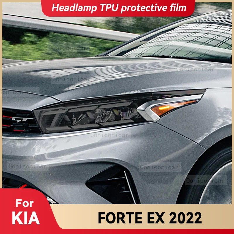 

For KIA FORTE EX 2022 Car Headlight Black TPU Protective Cover Film Front Light Tint Change Color Sticker Accessories