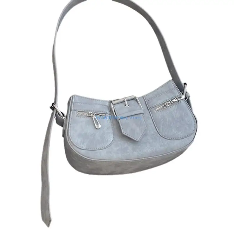 

63HC Vintage Armpit Bag PU Leather Bag Underarm Bag for Girl Women Fashion Handbag