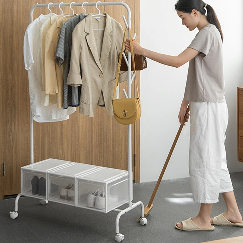 Boutique Drying Bedroom Metal Rack Clothes Place Saving White Clothes Rack Wheels Minimalist Percheros Para Ropa Home Furniture