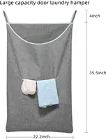 XL Hanging Laundry Hamper Bag Black Door Hanging Hamper with Large Openging  Door Laundry Basket - Image 6