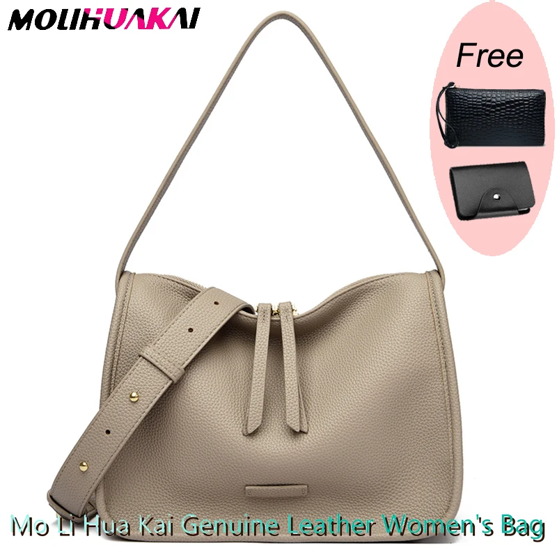 Luxury Soft Genuine Leather Tote Bag Women Handbag 2023 New Brand Women Shoulder Crossbody Bag Cowhide Female Messenger Bags