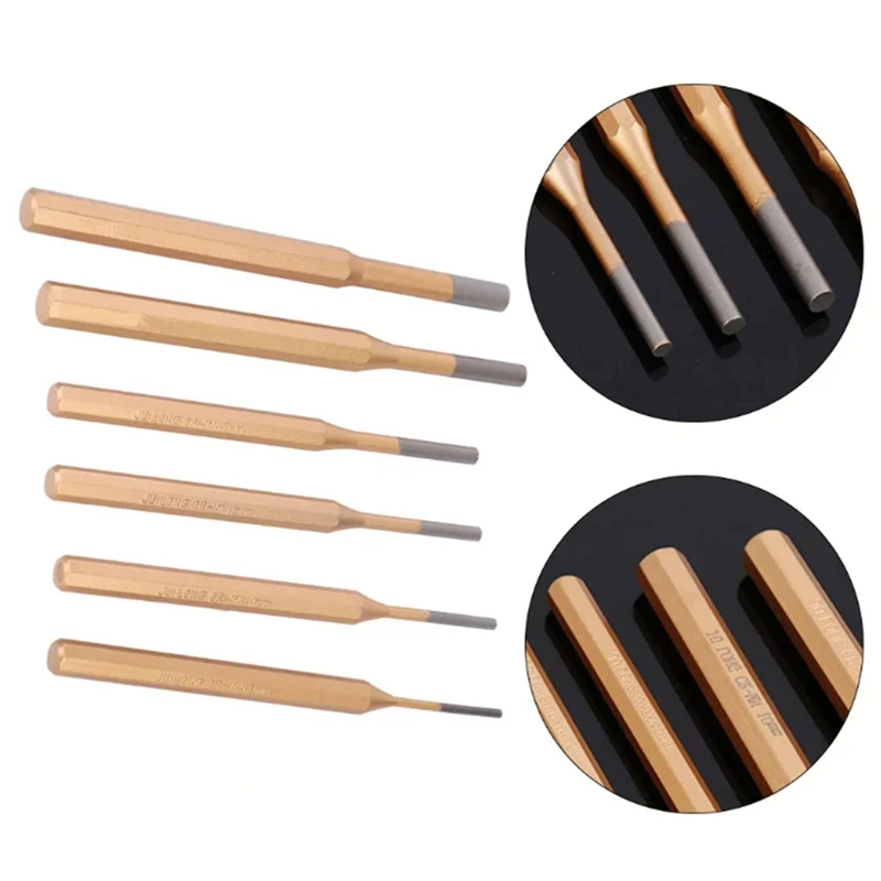 6 Pcs 3-8Mm Cylindrical Punch Chisel Alloy Steel Steel Round Head Center Punch Chisel Percussion Punch Needle Hand Tools