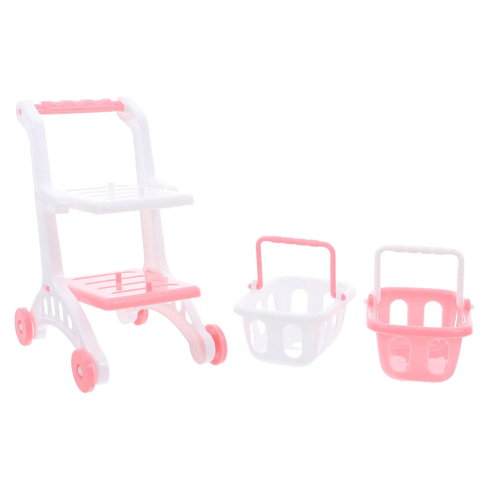 

8Pcs Mini Children's Supermarket Shopping Cart Double Layer Small Grocery Cart for Pretend Play Role Playing Educational Fun