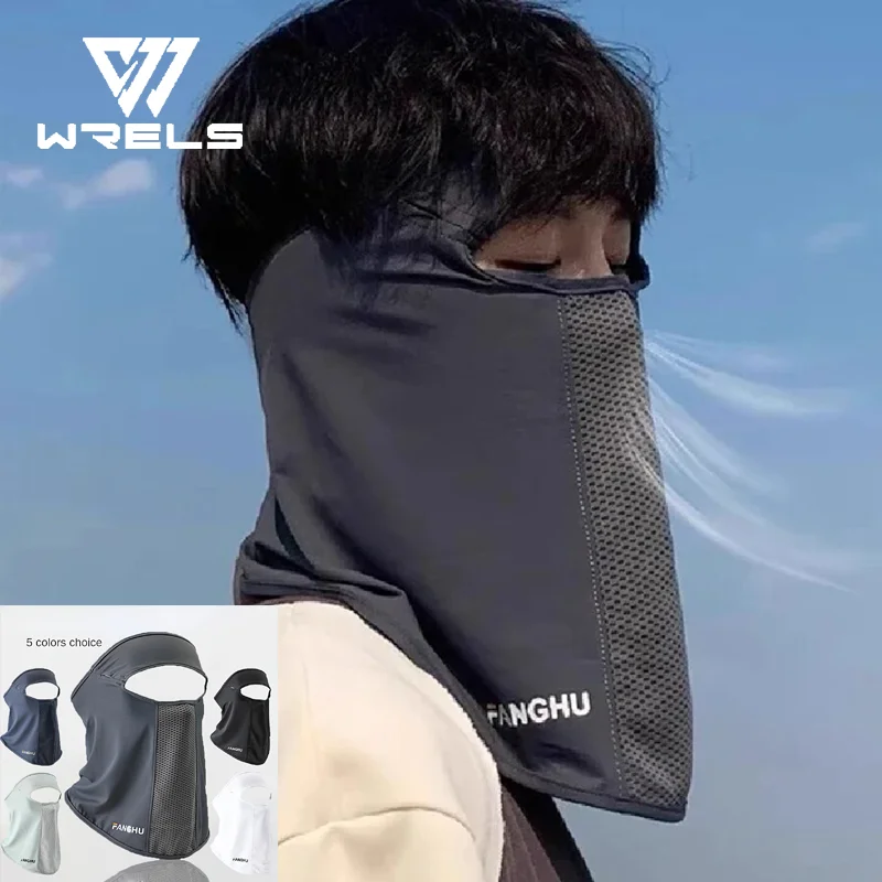 

Facial Gini Summer Sports Ear Cord Scarves Mask Neck Protection Anti-UV Ice Silk Sunscreen Mask Face Veil with Eyeglass Hole