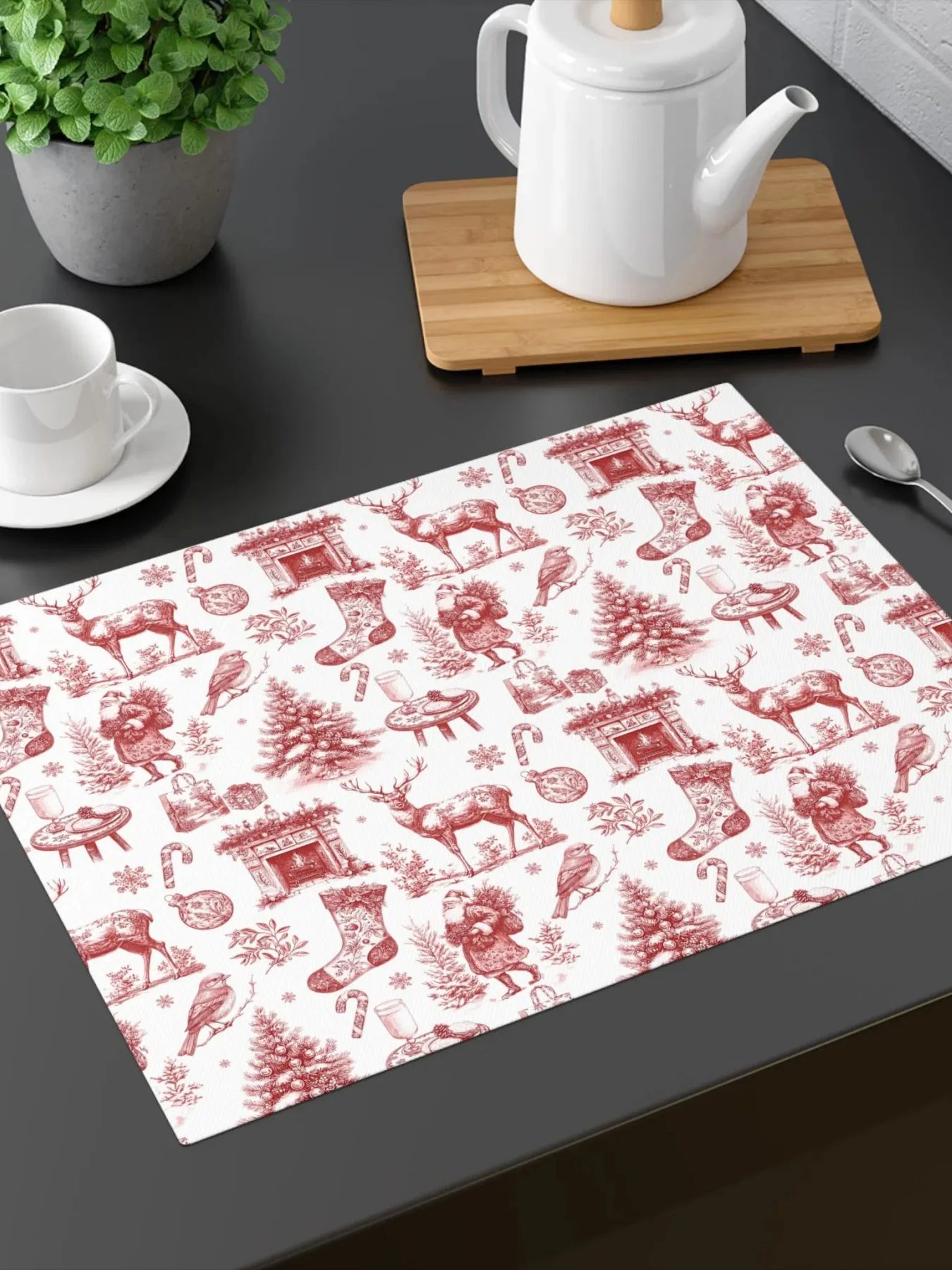 Red Christmas Table Runner Snowflake Table Centerpiece for Holiday Party Home Dining Table Banquet Christmas Fabric