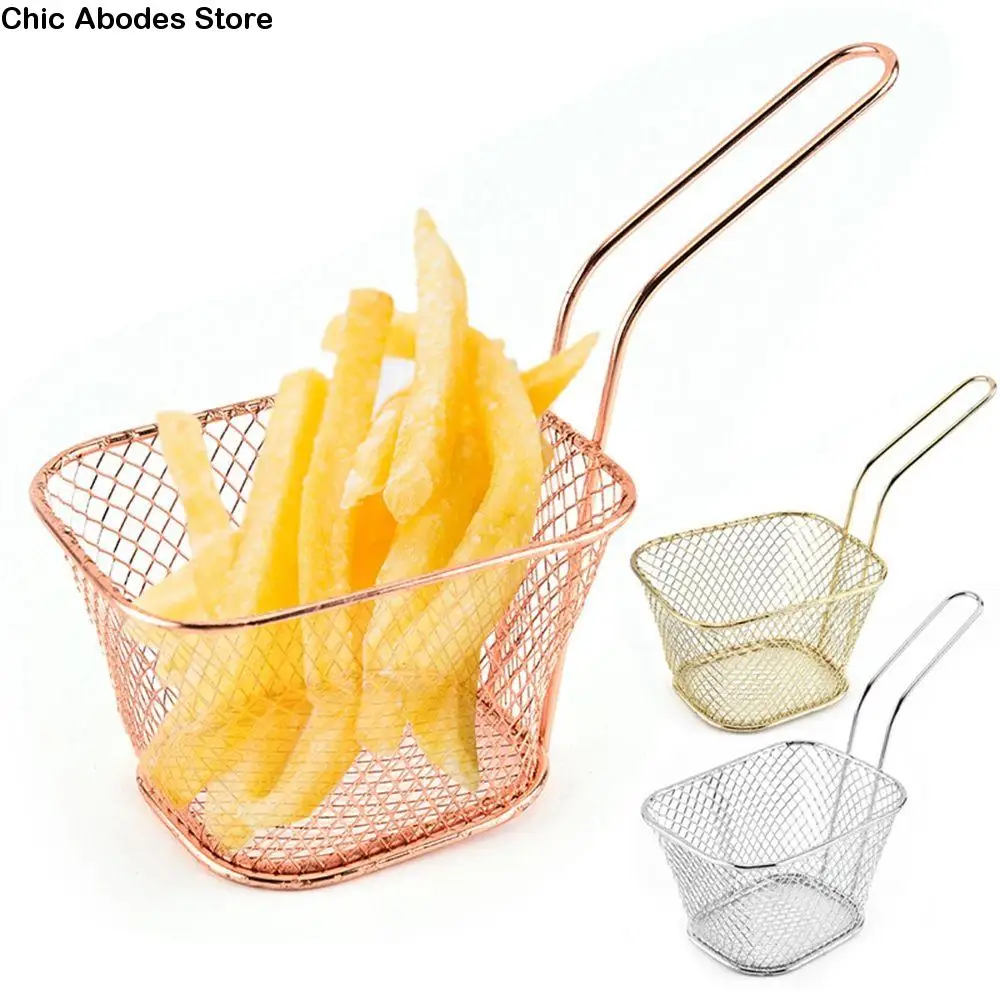 Mini przenośna frytkownica z filtrem oleju siatka do frytek szef kuchni gadżety kuchenne sitko do smażenia durszlak narzędzie frytki kosz