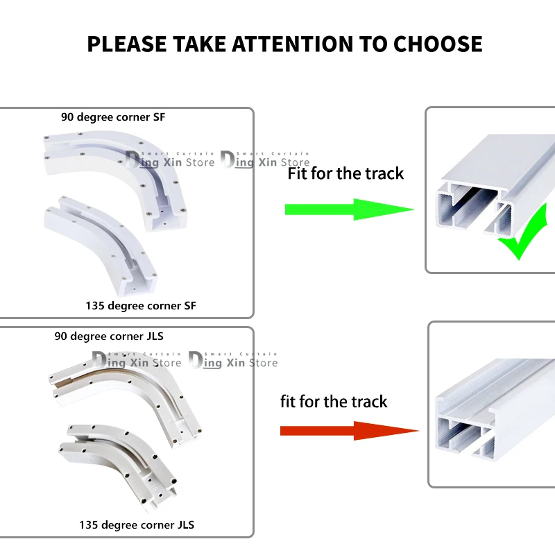 Electric Curtain Track Rail Joint Bracket Connector  90/135 degree U Type and L Type Window for wifi zigbee  motor curtain track