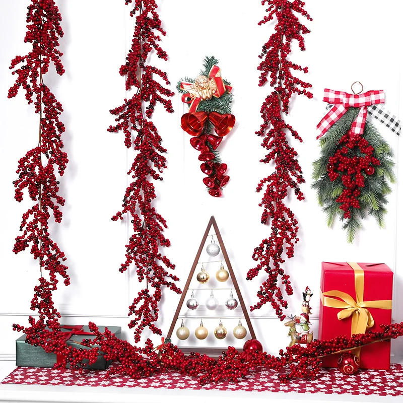 1PC 150CM Simulated Christmas Fortune Fruit Vine Home Outdoor Fence Staircase Assembly Decoration. Ceiling Decoration