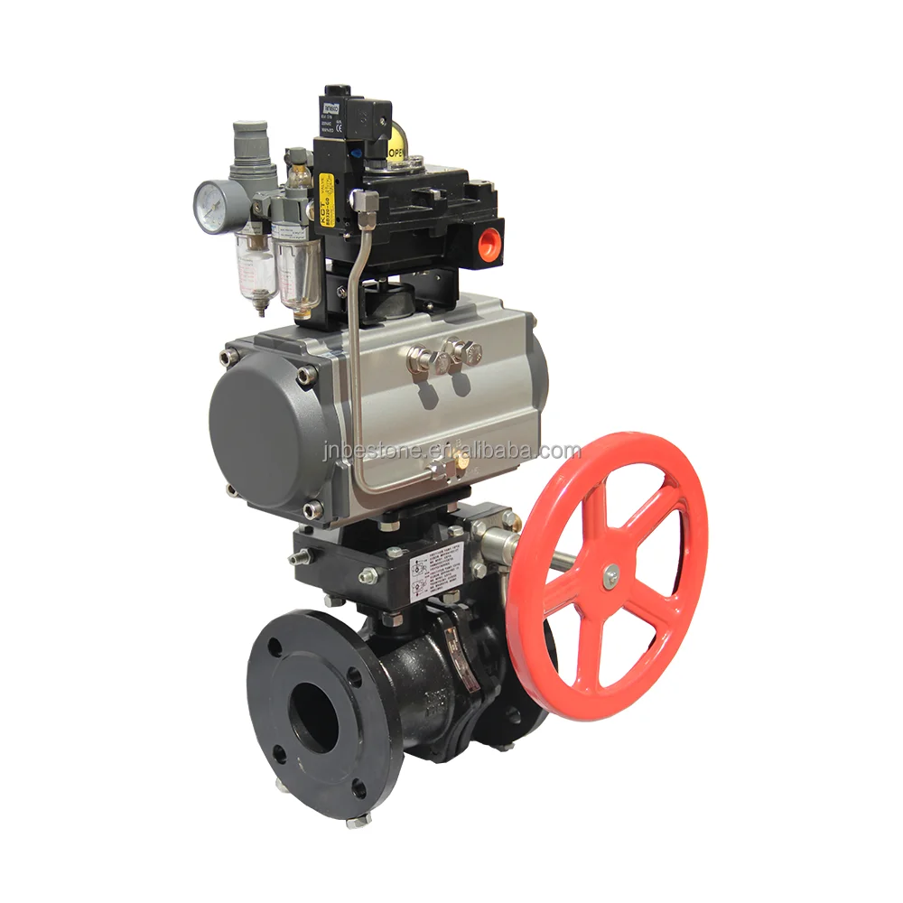 Pneumatic actuator WCB Carbon steel double flange ball valve