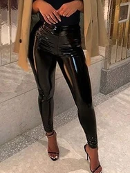 Strethcy Soft Shiny Backing Look Women, Sexy Leggings, Faux Leather Leggings, Black commisted Pays l Pants, Slim Fashion, PU, New