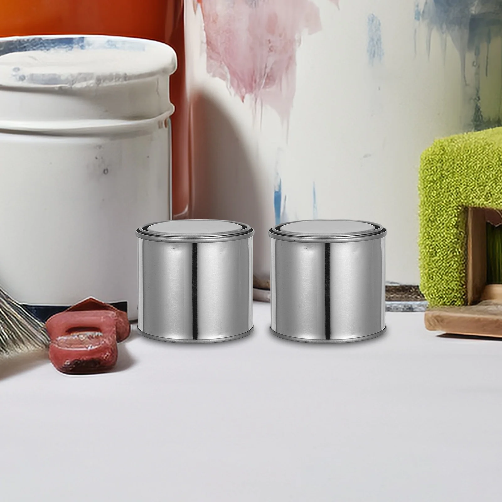 

6pcs Iron Paint Storage Can Durable Ink Container Practical Round Craft Can Home Factory Use Strong Transport .5L