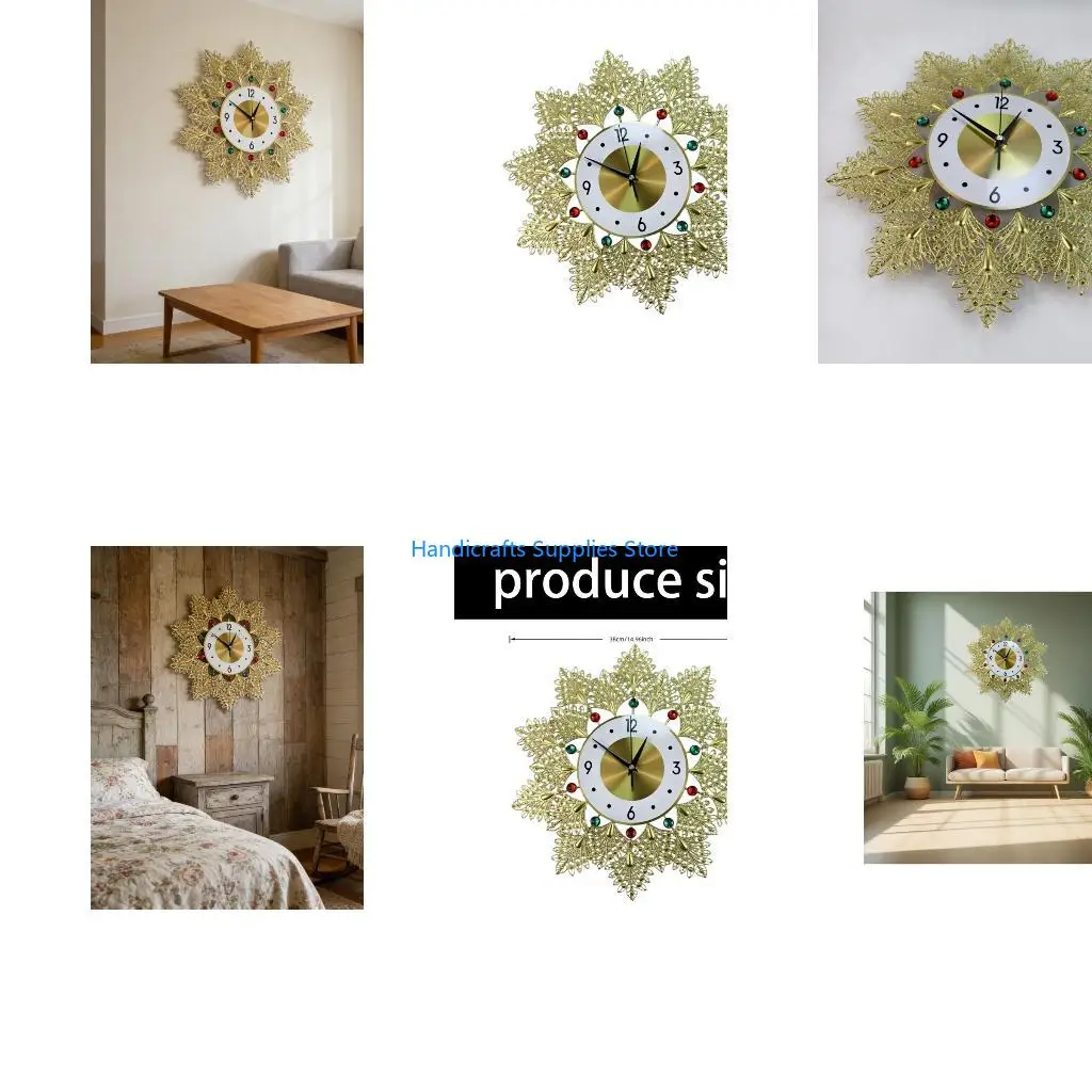 R1WA Leaves Crystal Wall Watch Large Modern Wall Clock for Living Room Bedroom Decors