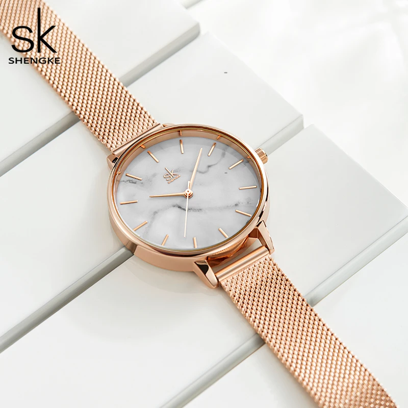 Shengke Luxury Ladies Dress Watch Luminous Waterproof Fashion Woman Wristwatch Stainless Steel Women Quartz Watches reloj+box