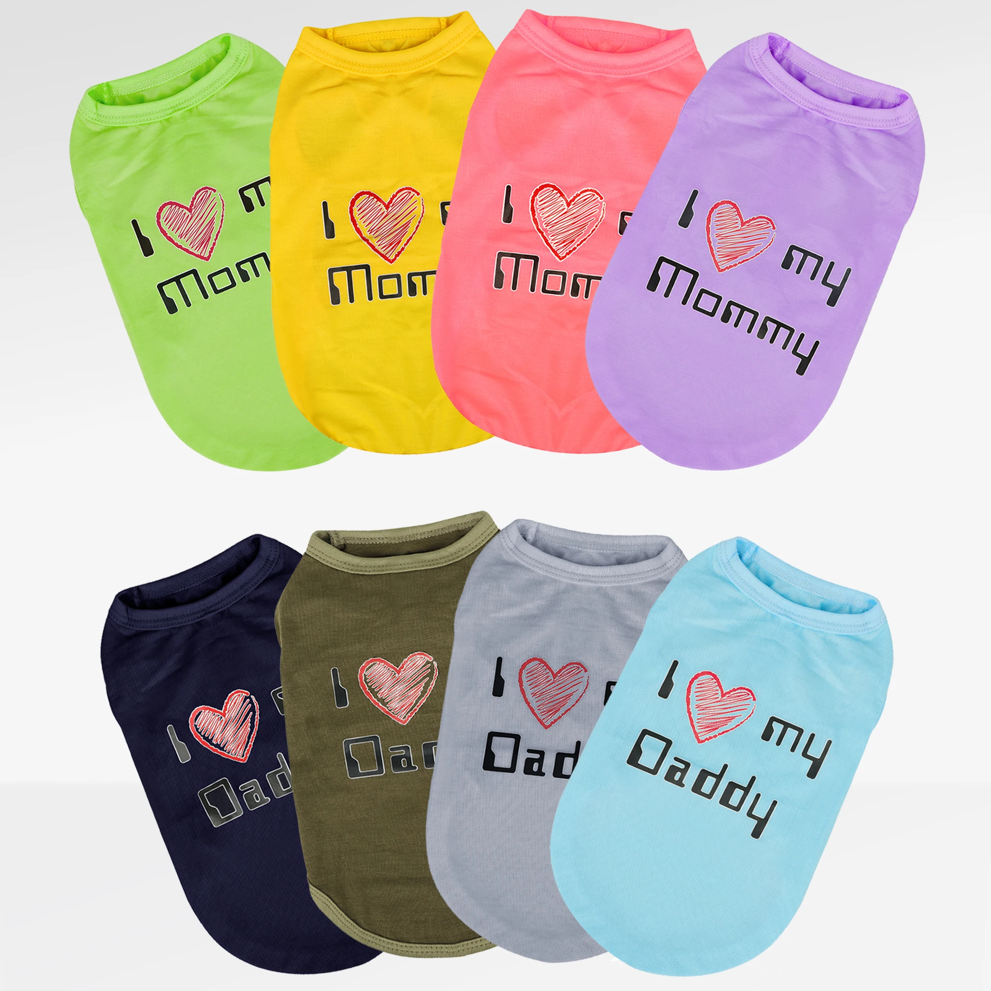 Cute Pet Vest: Sleeveless Dog Shirt with \'I Love My Daddy/Mommy\' Slogan, Ideal for Small Breeds - Comfortable and Stylish!