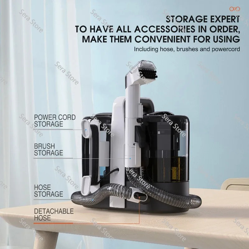 Household small wired spray suction fabric cleaner, multi-functional sofa carpet curtain cleaner
