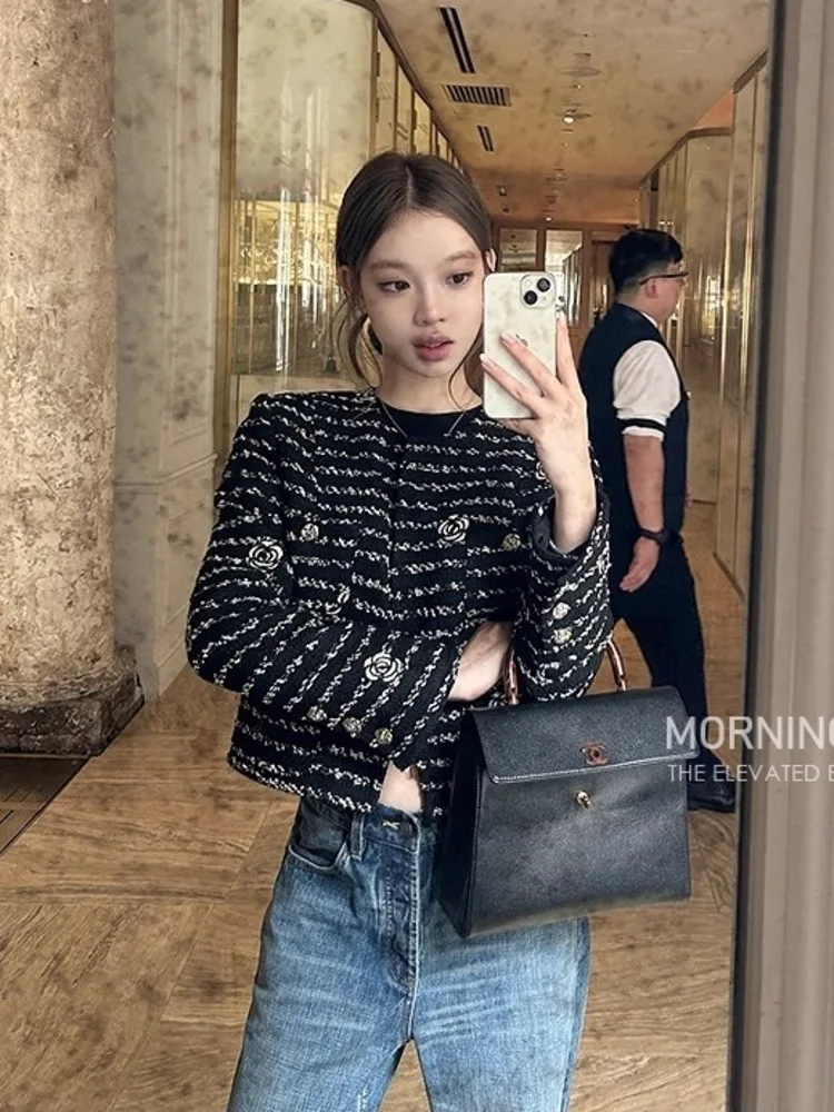 Giacche di tweed con piccola fragranza di lusso francese di alta qualità per le donne Moda casual Fried Street Cappotti corti Capispalla vintage