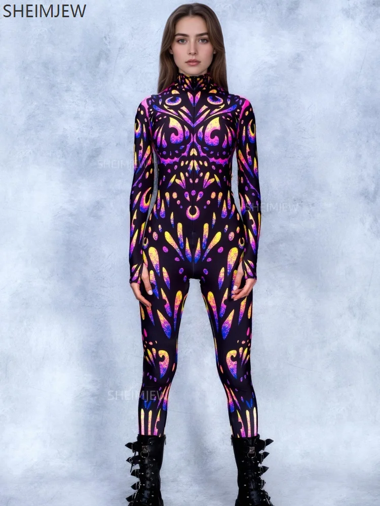 Halloween Erwachsene Cosplay Body Bunte Schmetterling 3d Druck frauen Einfarbig Overall Rave Party Bühne Leistung Engen