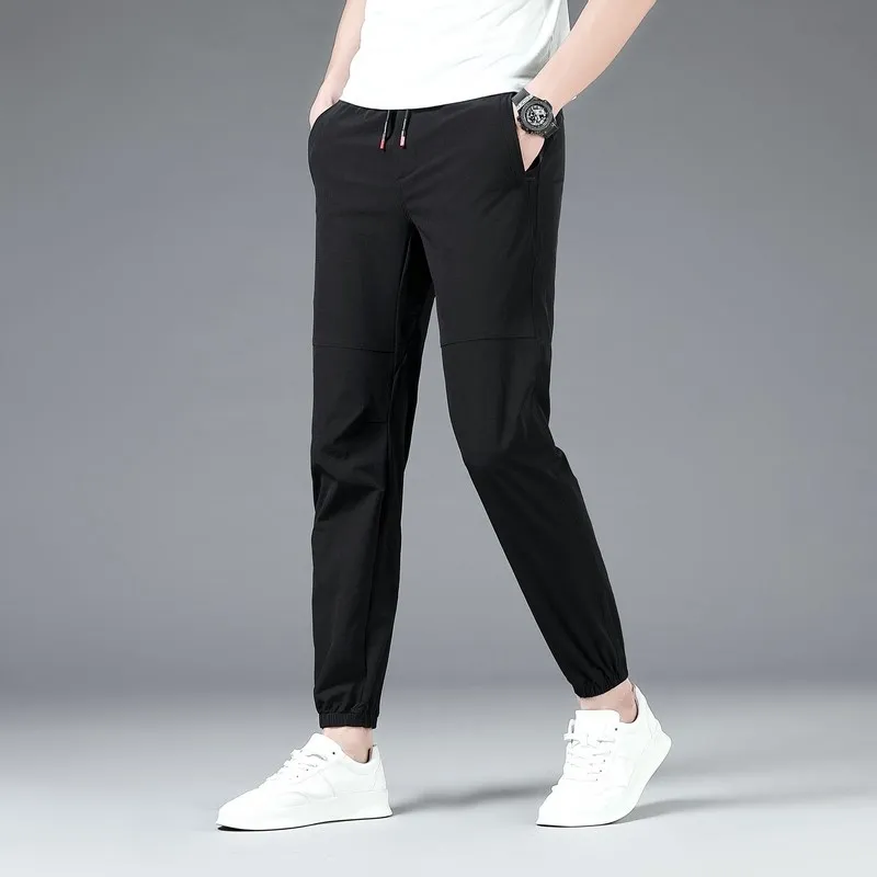 

Мужские спортивные брюки свободного кроя с прямыми штанинами, повседневные, эластичные, быстросохнущие, длинные, с декоративной молнией, для отдыха