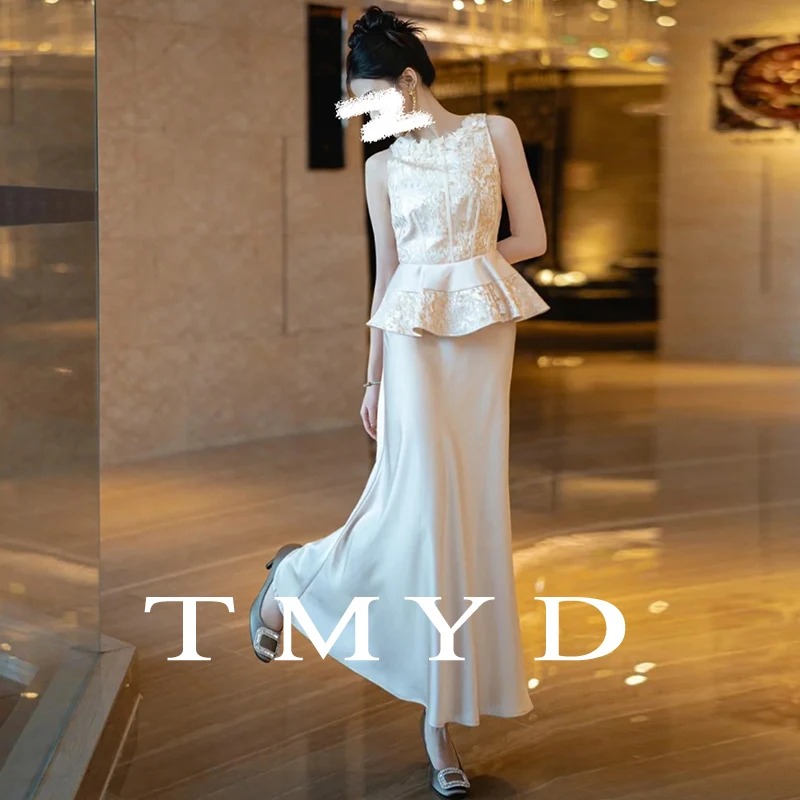 

Вечернее платье цвета шампань Dr Ele с высокой талией, облегающее, длинное, для свадьбы, помолвки и свадебного приема