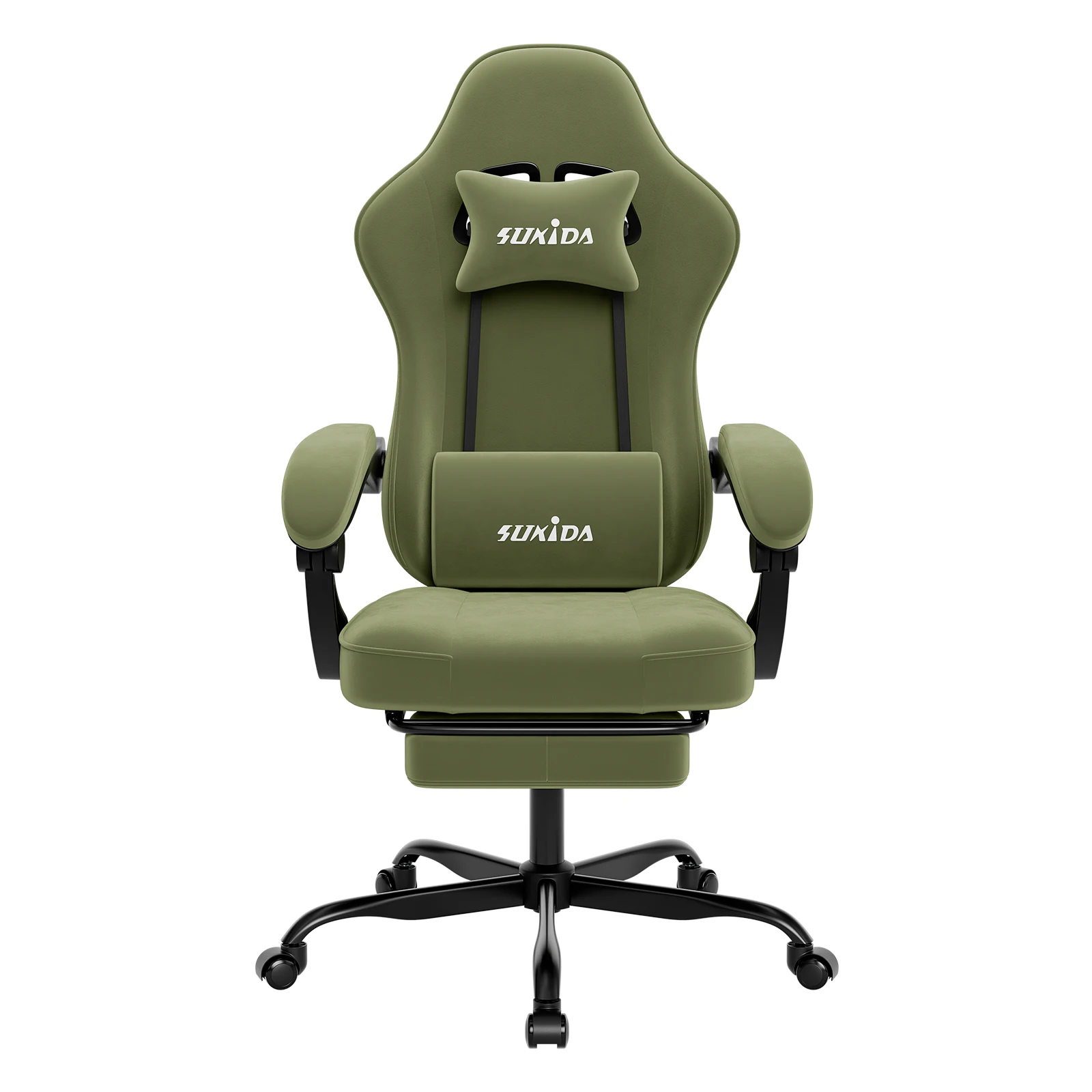 SUKIDA gamingstoel met voetsteun, PC-stoel met racestoelontwerp, ergonomische bureaustoel verstelbaar met lendensteun
