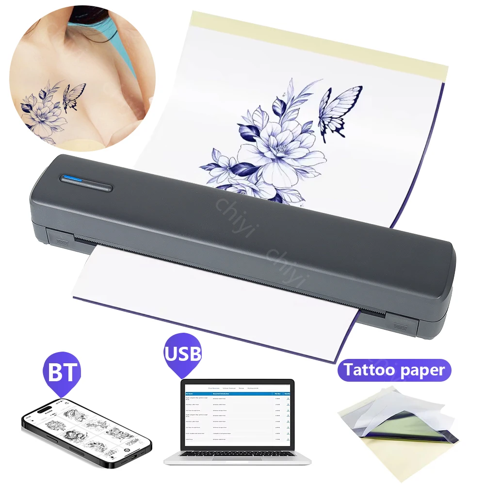 Factory Portable A4 Thermal Copier Tattoo Printer For Bluetooth Interface Compatible IOS/Android Mini Tattoo Transfer Stock