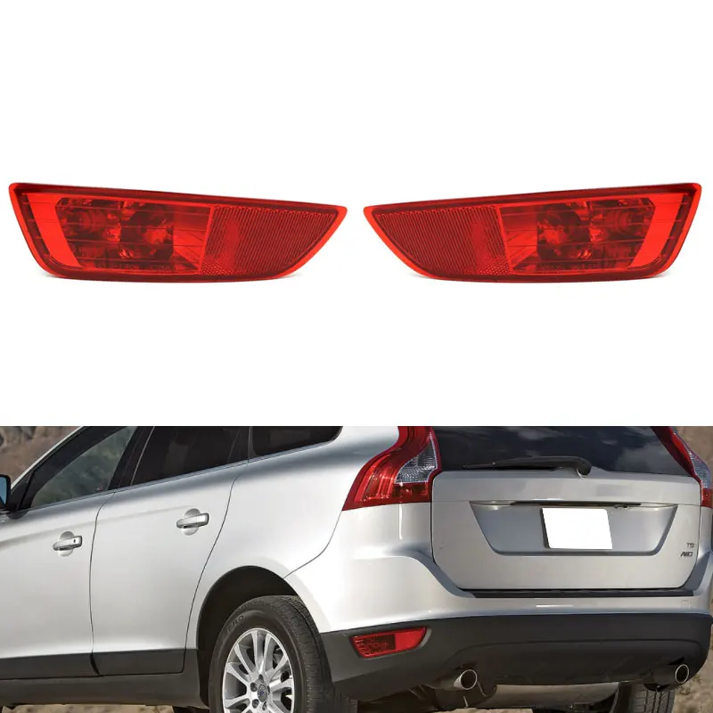 

GEFENSI Rear Bumper Reflector Lights For Volvo XC60 2008 2009 2010 2011 2012 2013 30763323 30763322 Stop Brake Fog Lamp Car Acce