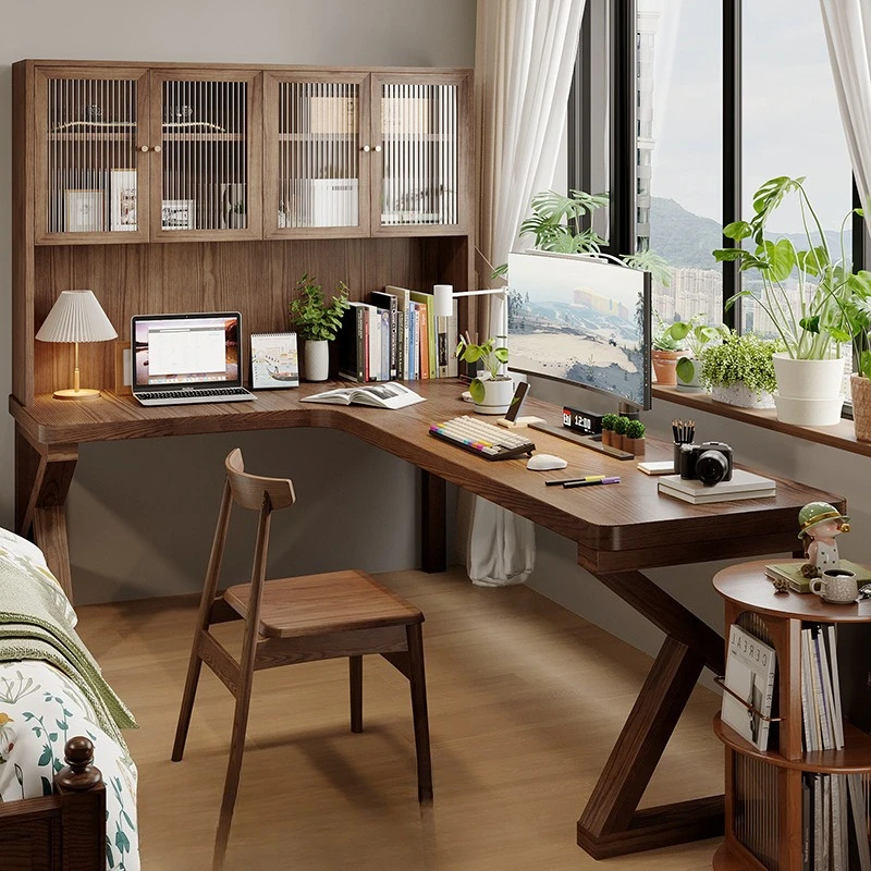 

Solid wood corner desk, cabinet adult household writing table