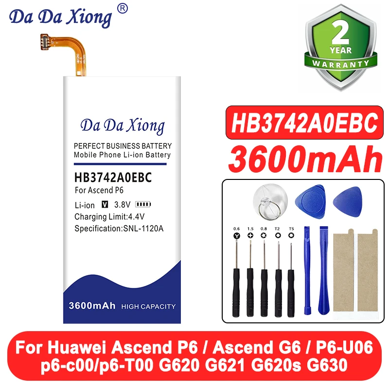 

Mobile Phone Battery 3600mAh HB3742A0EBC For Huawei Ascend P6 P6-U06 p6-c00 p6-T00 G6 G620 G621 G620s G630