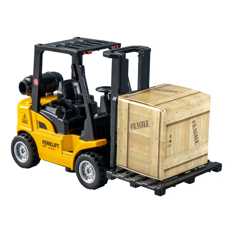 Boy Alloy Forklift Friction Toy Model Simulation Construction Vehicle Interactive Kids Toy Fun Pull Back Skidding Lift Forklift