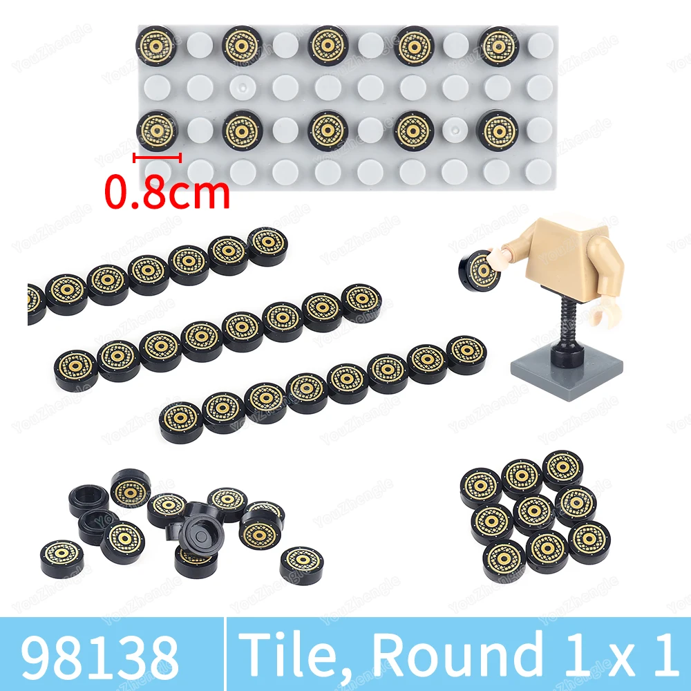

Gold Concentric circles Grill Pattern Building Block 98138 Printed 1x1 MOC figures Party Speaker Accessories set Model Gift Toys