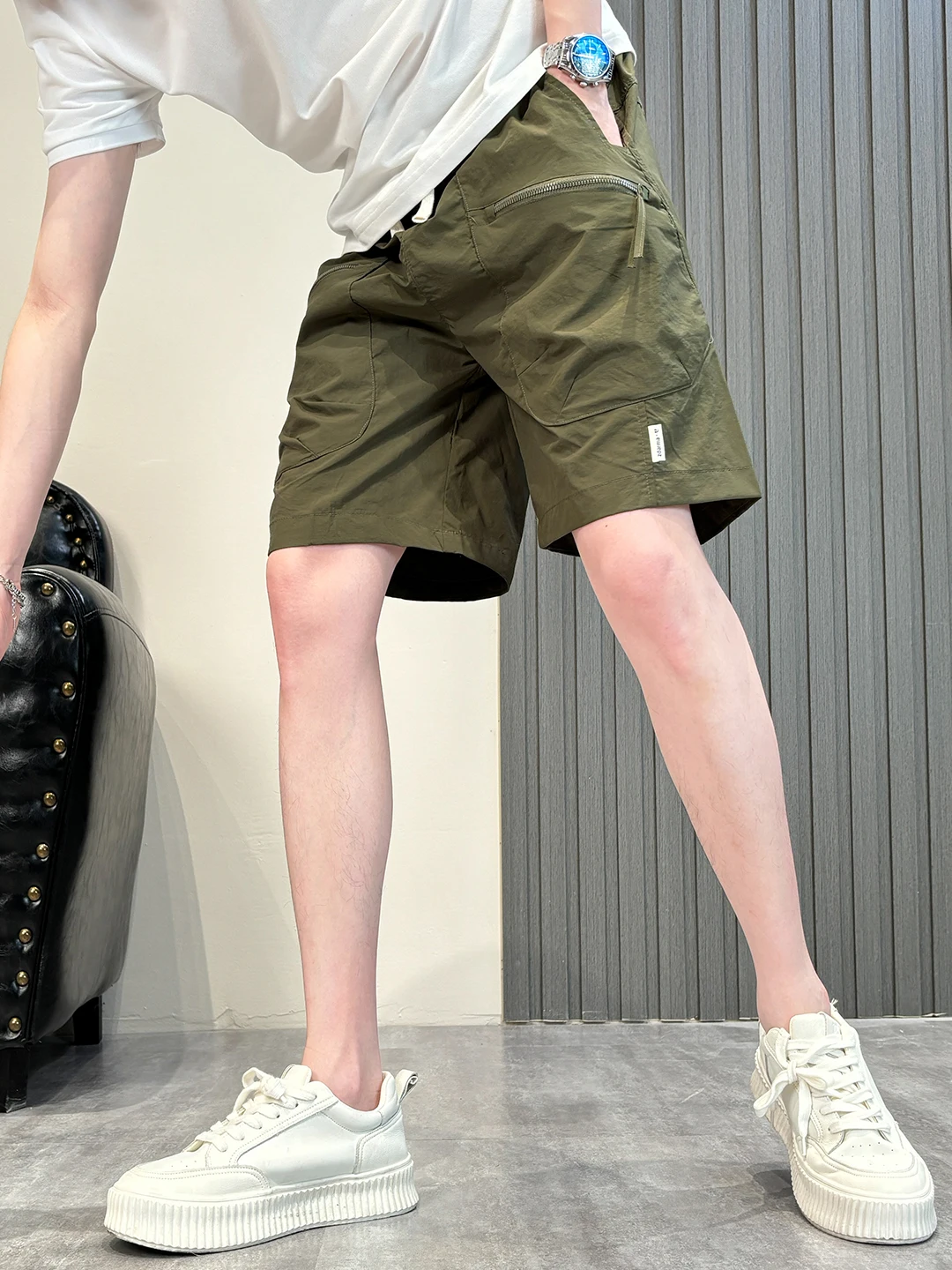 

Qui Dry Military een Workwear orts Men Summer Sports Five-Point Beach Casual Mid-Length Breathable Lightweight Polyester