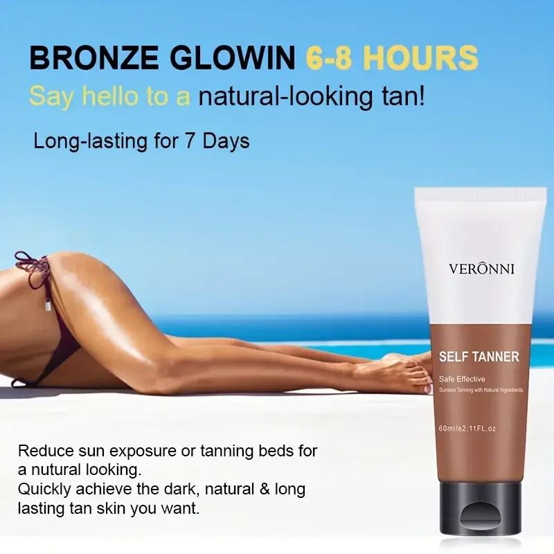 VERONNI Natural Body Tanning Cream Set with Application Glove - Quick Dry, Streak Free,Natural Tanning Lotion Body Care Products
