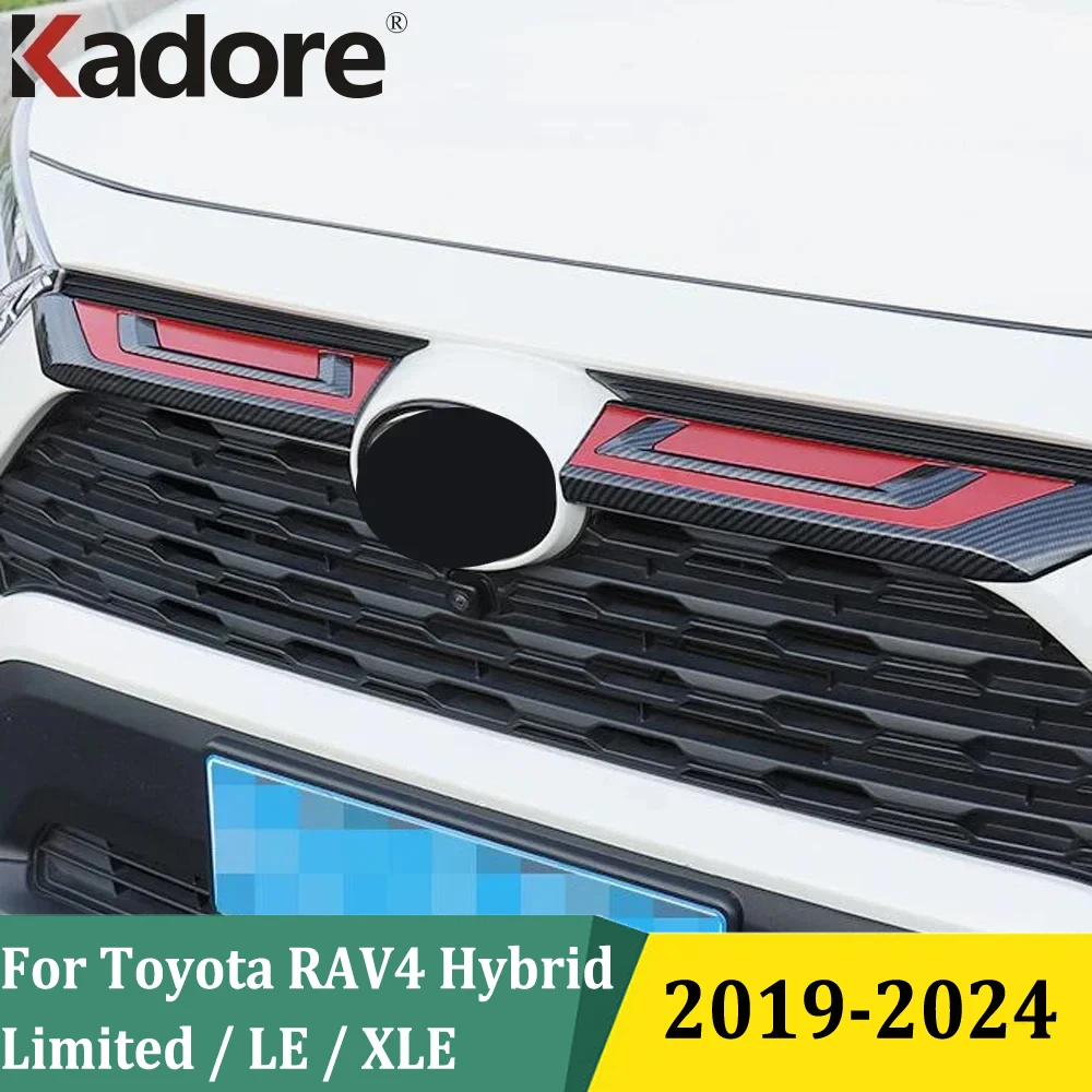 

For Toyota RAV4 RAV 4 LE XLE 2019-2021 2022 2023 2024 Front Upper Grill Cover Trims Grille Strip Sticker Exterior Accessories