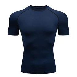 Men's Compression Running Sport Shirt Short Sleeve Running T-shirts Gym Clothing Fitness Tight Soccer Jersey Quick Dry