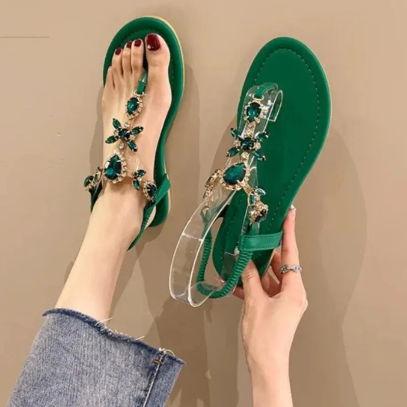 Exquisite Women Sandal Summer Fashion Rhinestone Casual Shoe for Woman Luxury Beach Slippers Designer Flip Flops Sandalias Mujer