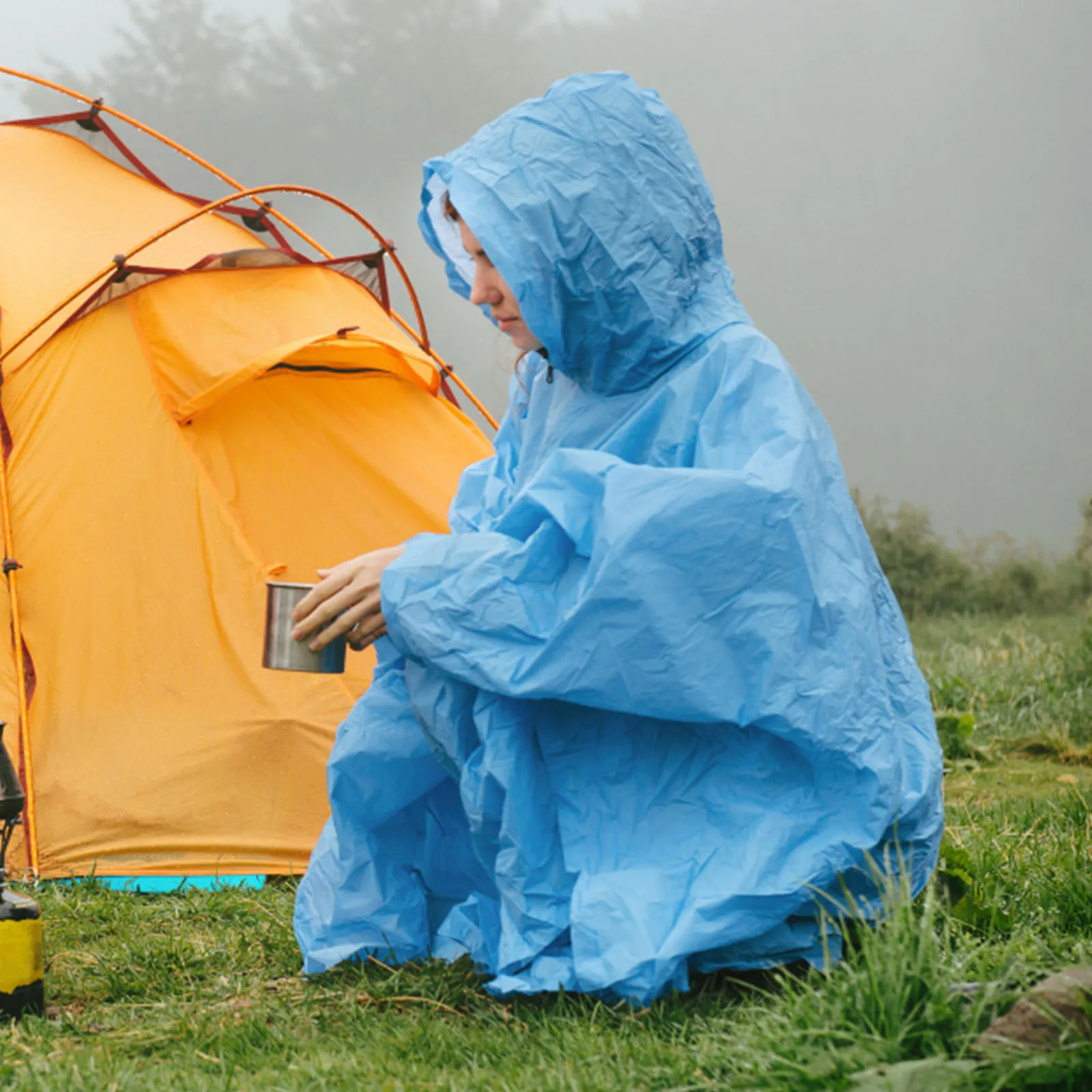 Capa de chuva descartável premium de pvc, poncho à prova d'água para adultos, portátil, compacto, dobrável, ciclismo ao ar livre, acampamento, com 10 peças
