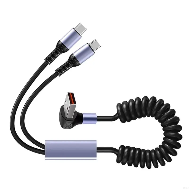 HX5C -Typ -C -Auto -Ladegerät mit einziehbarem USB -A -zu -Typ -C -Kabel für die Elektronik
