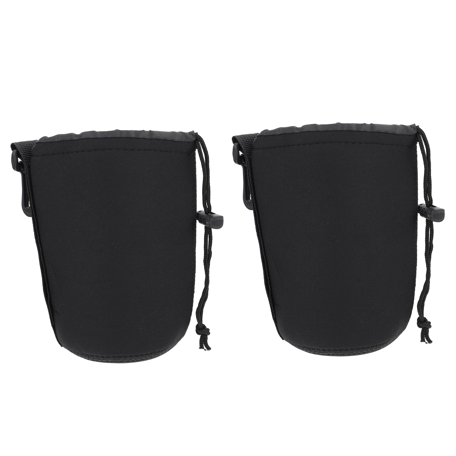 

2 PCS Camera Lens Bag Pouch Padded Small Drawstring Lenses Case Bags Pouches Black