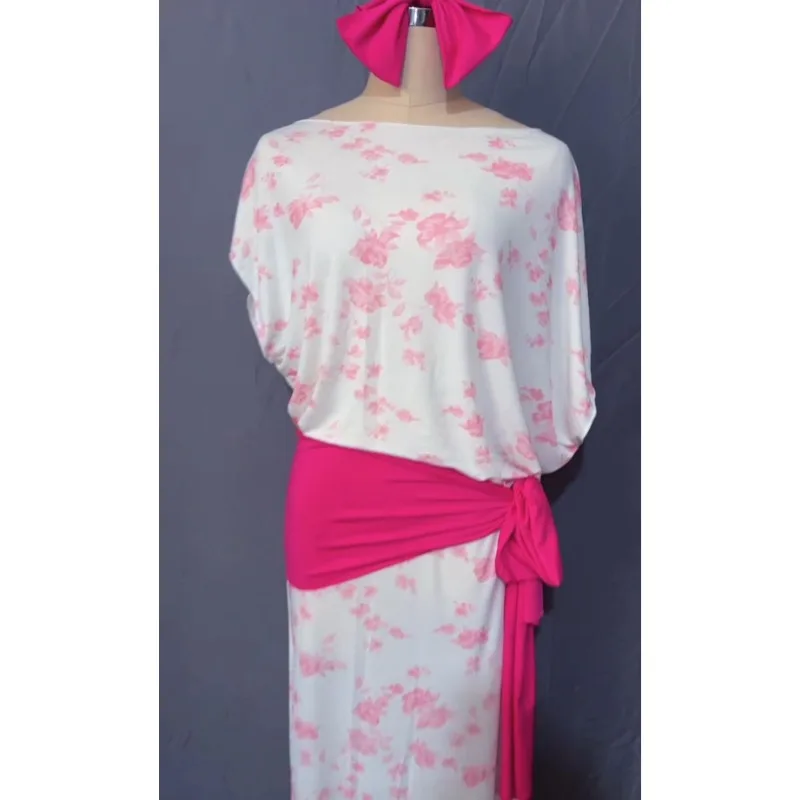 Customized Eastern Belly Dance Costumes Dress Printed Robe Headscarf Belt Robe 3-Piece Set Cheap Price