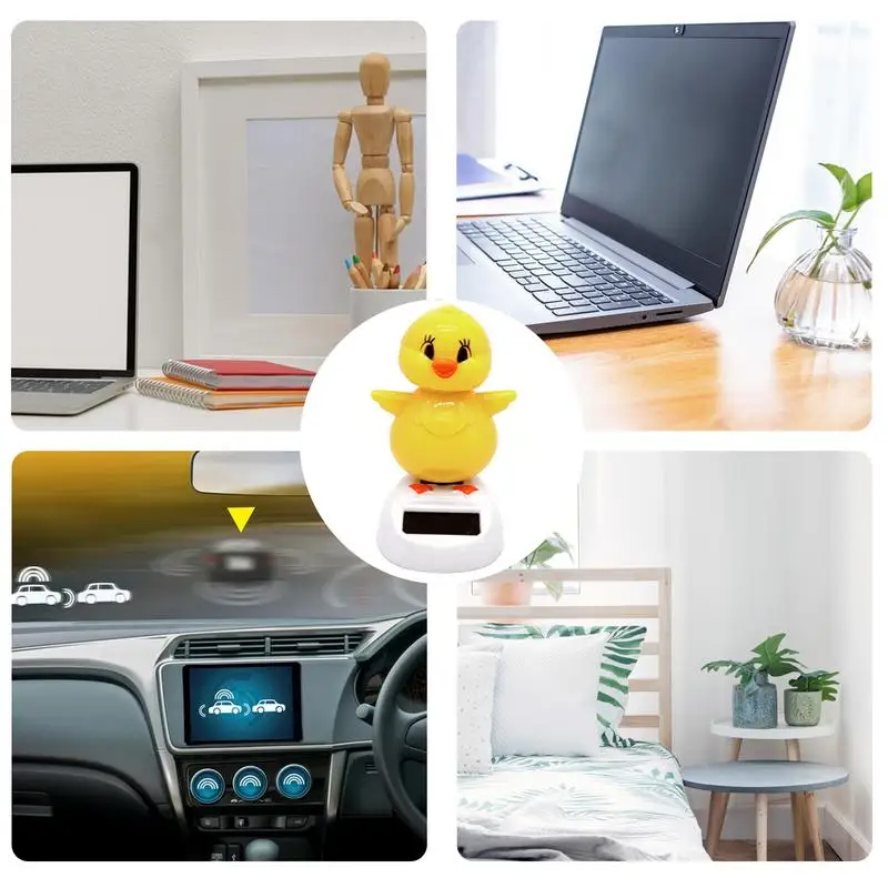 Estatuilla de columpio automática para Interior de coche Solar, muñeco de Animal de juguete, accesorios de polluelos para coche en miniatura, adornos de decoración para el hogar para bailar y agitar