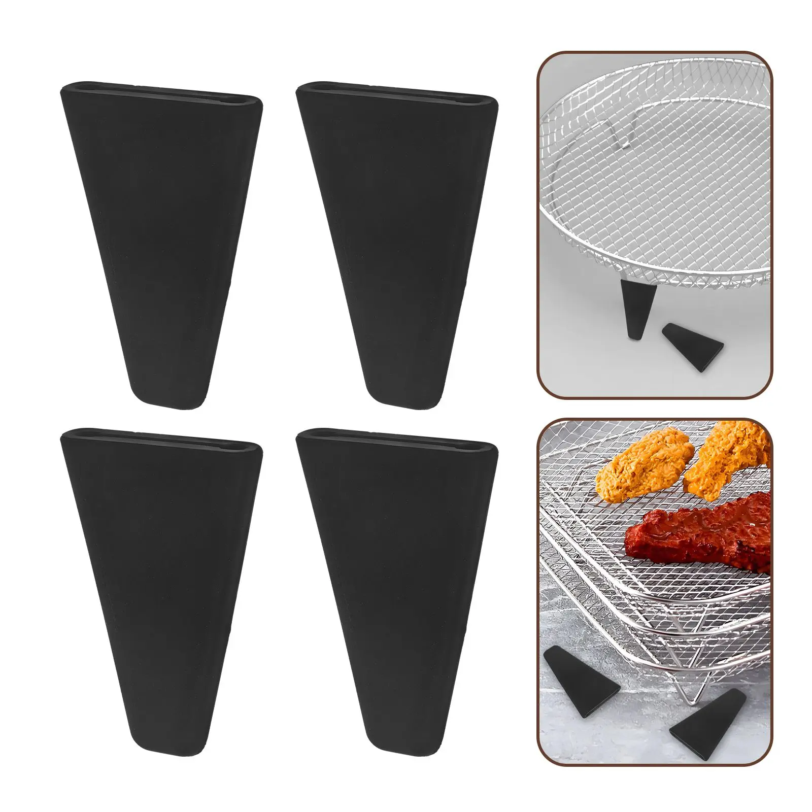 8 Pcs Silicone Angle Buffer Pad Air Fryer Rack Feet Protector for Dehydrator Racks Tabs Parts Basket Protective Black Bumper