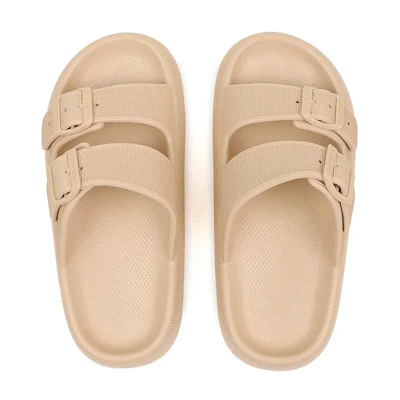 2024 Summer Thick Platform Cloud Men Slippers Fashion Buckle Soft Sole Slides Sandals Beach Non-slip Flip Flops Shoes for Women