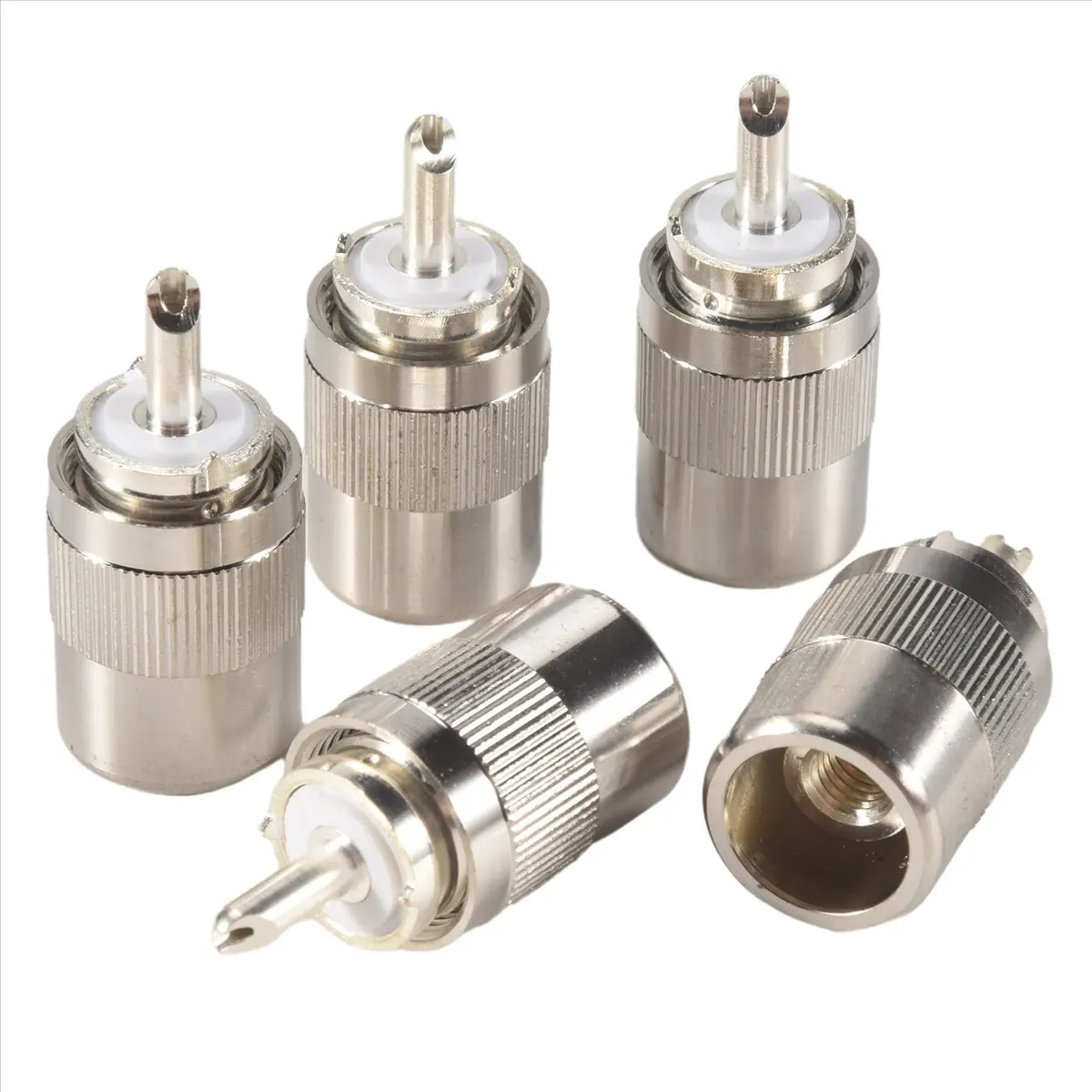 DTDT hot-5Pcs Connector UHF Male PL259 Plug Solder RG58 RG142 LMR195 RG400 Cable Silver