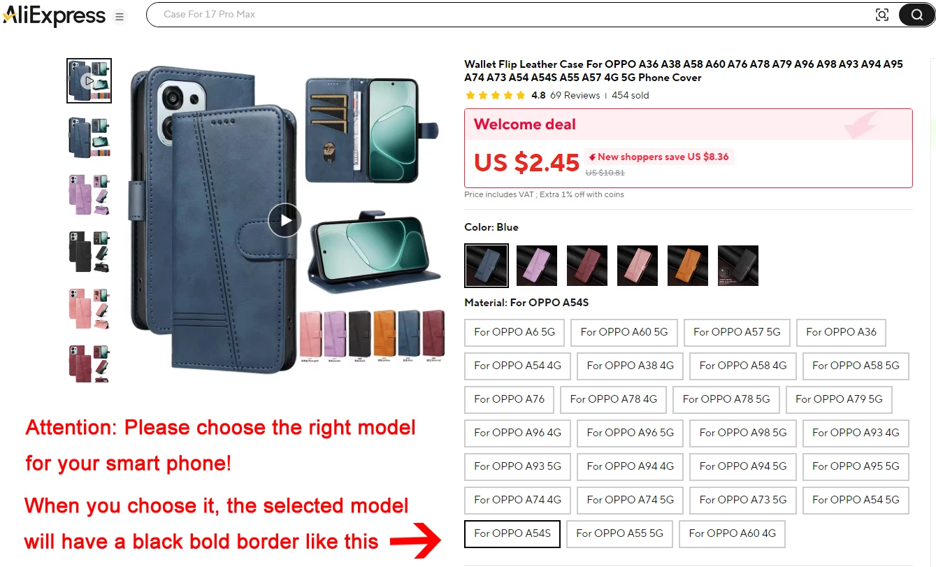 Brieftasche Flip Ledertasche Für OPPO A36 A38 A58 A60 A76 A78 A79 A96 A98 A93 A94 A95 A74 A73 A54 A54S A55 A57 4G 5G Telefon Abdeckung – Detail 1