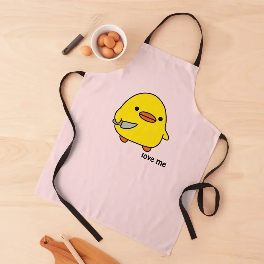

duck with knife - love me version | kawaii duck | knife duck Apron For Women Cooking Apron