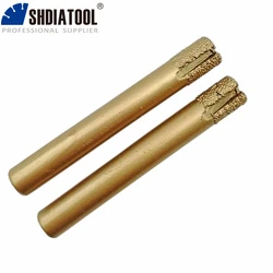 SHDIATOOL 2pcs 8/10mm X60mm Cylinder Flat-end, CNC STONE Engraving Bits /CNC Tool, Stone Carving Tools, Diamond Burrs, End Mill