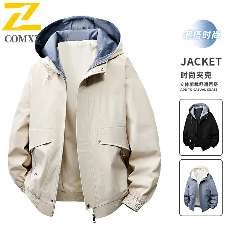 COMXZ Men Overcoat 2025 Scratch Resistant Adventure Climbing High-Quality Lightweight Jacket Hiking Cycling Outdoor Camping Coat
