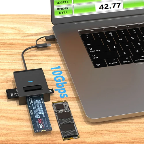 Imagen 2 del producto Carcasa M.2 NVMe NGFF SSD 10Gbps tipo C USB 3,1 a SSD adaptador de caja de almacenamiento externo compatible con lector de tarjetas SD TF inserción directa