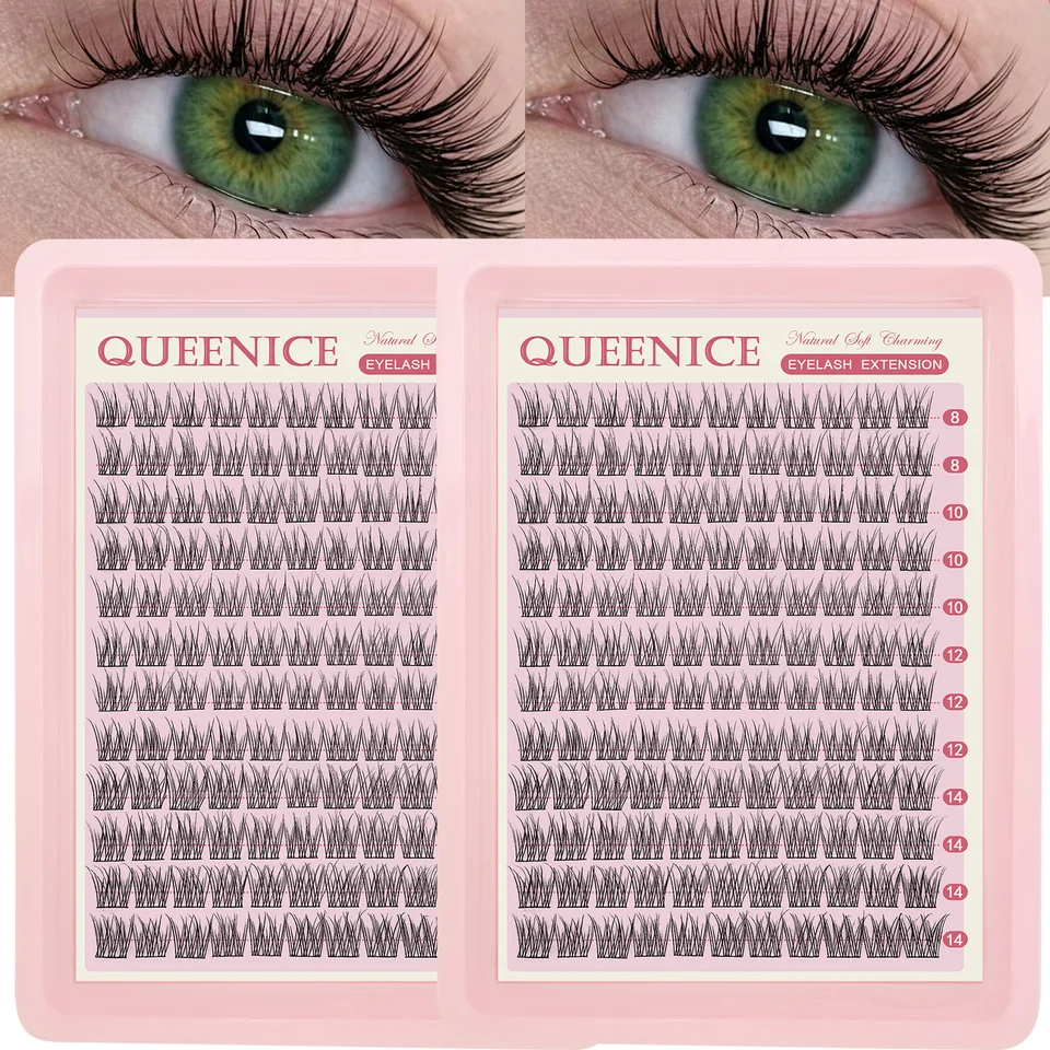 QUEENICE extensiones de pestañas postizas naturales, grosor 0.07mm, curva C, longitudes mixtas de 8-14mm 5