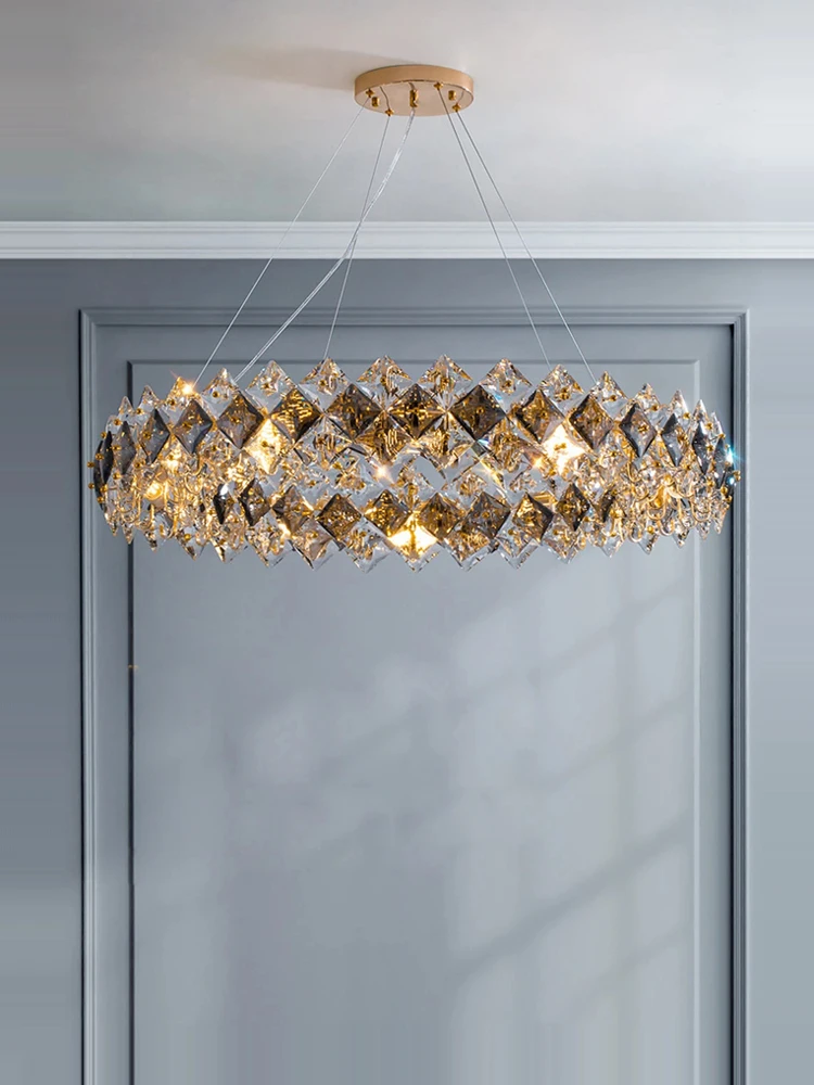 E14 Led Dimming Function Square K9 Crystal 2026 Chandelier Hanging Light Lustre Suspension Luminaire Lampen For Living Room